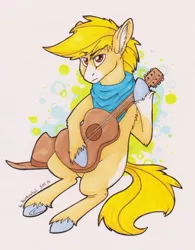 Size: 1122x1439 | Tagged: artist:mylittlerainbowtail, derpibooru import, guitar, oc, oc:ashlyn, safe, solo, traditional art, unofficial characters only