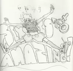 Size: 903x884 | Tagged: artist:kaibomb, converse, dan vs, derpibooru import, fanfic, human, humanized, monochrome, pinkie pie, sketch, solo, suggestive, the wheel and the butterfly saga, traditional art