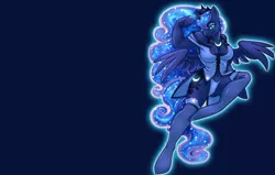 Size: 1280x815 | Tagged: anthro, arm hooves, artist:ravindra, breasts, cleavage, clothes, female, princess luna, solo, solo female, stockings, suggestive