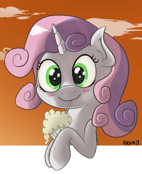 Size: 741x906 | Tagged: artist:1rumi1, cute, diasweetes, milkshake, safe, solo, sweetie belle