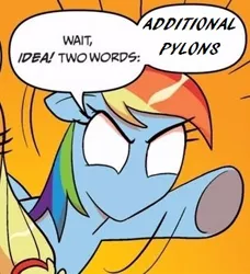 Size: 334x366 | Tagged: safe, derpibooru import, rainbow dash, pegasus, pony, protoss, additional pylons, comic, exploitable meme, female, mare, meme, solo, starcraft, two words meme