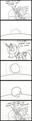 Size: 1596x5928 | Tagged: artist:dennyhooves, comic, derpibooru import, monochrome, princess celestia, princess luna, raising the sun, s1 luna, safe