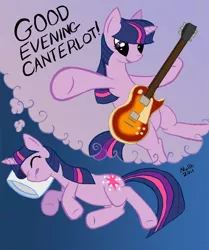 Size: 800x959 | Tagged: artist:nullh, derpibooru import, dream, guitar, safe, twilight sparkle