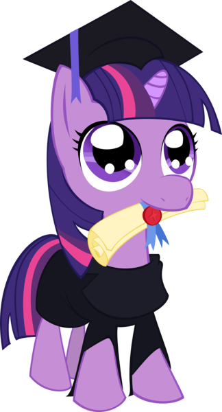 Size: 1303x2414 | Tagged: artist:runbowdash, cute, derpibooru import, diploma, filly, graduation, mouth hold, safe, solo, twiabetes, twilight sparkle