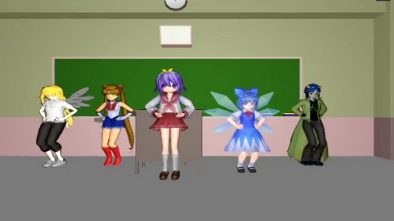 Size: 1022x574 | Tagged: 3d, animated at source, artist:mattwo, cirno, cirno's perfect math class, crossover, derpibooru import, derpy hooves, hiiragi tsukasa, homestuck, human, humanized, lucky star, mmd, nepeta leijon, safe, sailor moon, serena tsukino, touhou, tsukino usagi