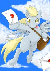 Size: 700x990 | Tagged: safe, artist:diasfox, derpibooru import, derpy hooves, pegasus, pony, female, love letter, mail, mailbag, mare, solo, valentine