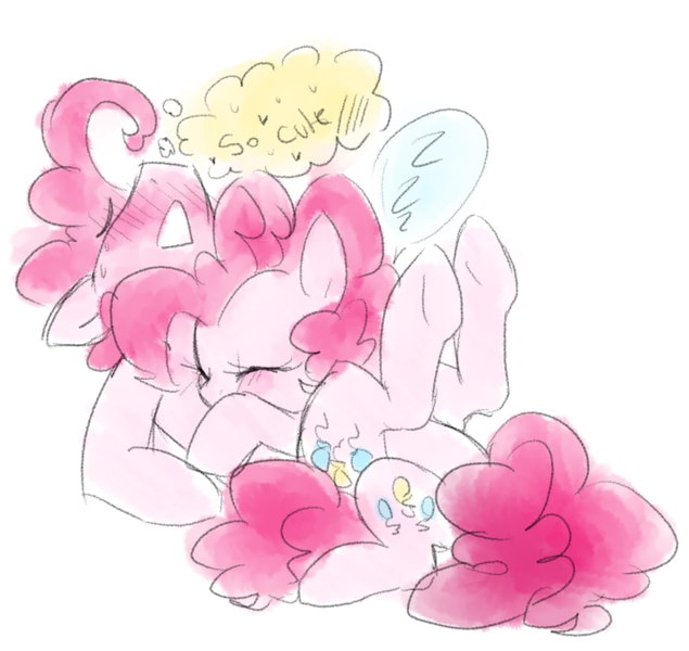 Size: 1152x1088 | Tagged: artist:annie-aya, bubble berry, bubblepie, derpibooru import, female, male, pinkie pie, rule 63, safe, selfcest, self ponidox, shipping, sleeping, straight, thought bubble, underhoof, zzz