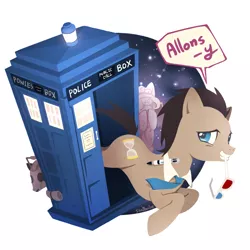 Size: 800x800 | Tagged: 3d glasses, allons-y, artist:raichi, cyberman, derpibooru import, doctor who, doctor whooves, safe, tardis, time turner, weeping angel