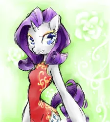 Size: 1024x1138 | Tagged: anthro, artist:annie-aya, clothes, dress, rarity, safe, solo