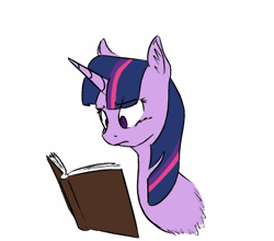 Size: 512x450 | Tagged: animated, artist:purgeslc, artist:whibbleton, book, confused, derpibooru import, reading, safe, scared, solo, twilight sparkle