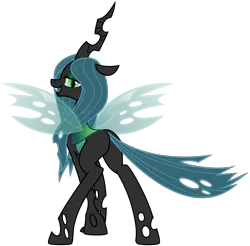 Size: 3000x2950 | Tagged: artist:dcencia, bugbutt, derpibooru import, female, looking back, plot, queen chrysalis, simple background, solo, solo female, suggestive, transparent background, vector