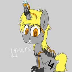 Size: 800x800 | Tagged: safe, artist:magical disaster, derpibooru import, oc, oc:l4, unofficial characters only, pony, unicorn, 30 minute art challenge, insanity, mechanic, mechanical hands, ponysona, solo