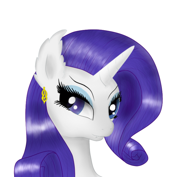 Size: 693x661 | Tagged: safe, artist:goforgold, derpibooru import, rarity, pony, unicorn, vampire, earring, solo