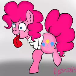 Size: 1000x1000 | Tagged: safe, artist:therainbowtroll, derpibooru import, pinkie pie, solo, straitjacket, tongue out