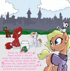 Size: 752x768 | Tagged: artist:kill joy, canterlot, derpibooru import, musical number, oc, oc:glitzin glamor, oc:jalatti, oc:kissing kings, oc:oily puddles, oc:tabasco sauce, oc:tomato soup, safe, unofficial characters only