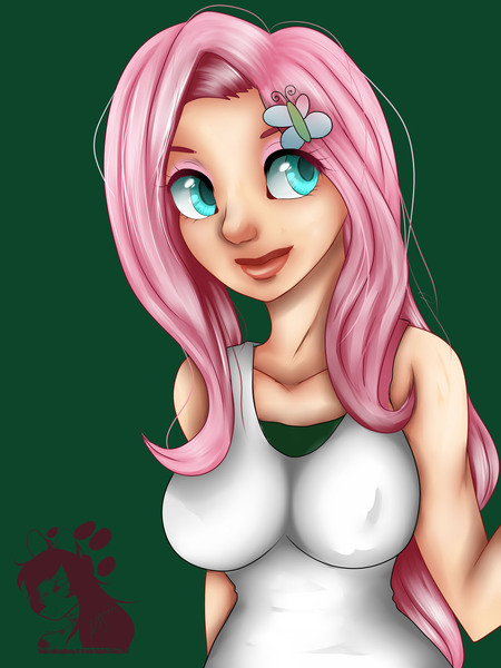 Size: 3000x4000 | Tagged: safe, artist:kdjade, derpibooru import, fluttershy, human, absurd resolution, breasts, busty fluttershy, female, humanized, solo