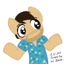 Size: 900x900 | Tagged: artist needed, clothes, derpibooru import, grand theft auto, gta vice city, :i, ponified, safe, shirt, shrug, shrugpony, solo, tommy vercetti