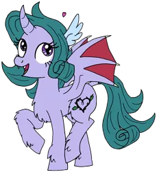 Size: 2740x2997 | Tagged: safe, artist:greenlinzerd, derpibooru import, oc, oc:bramble patch, unofficial characters only, alicorn, dracony, hybrid, pony, alicorn oc, curved horn, fluffy, heart, interspecies offspring, offspring, parent:rarity, parent:spike, parents:sparity, simple background, solo, transparent background