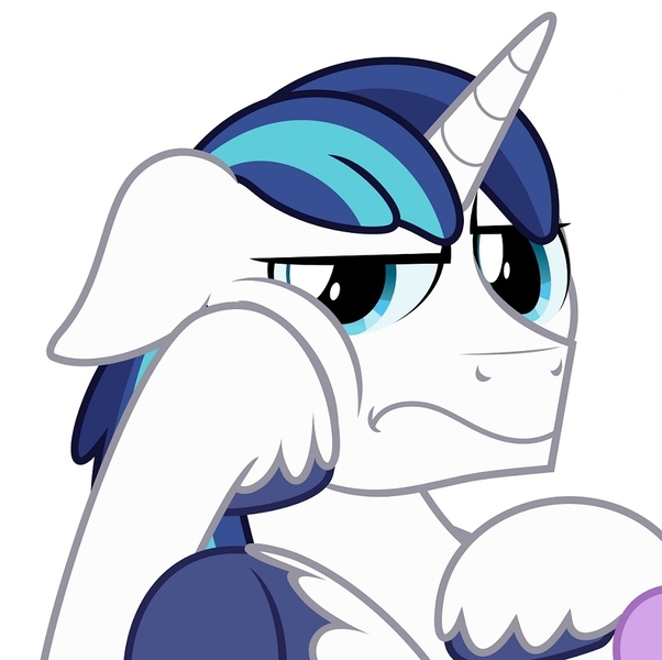 Size: 949x946 | Tagged: artist:zutheskunk edits, cropped, derpibooru import, explicit source, safe, shining armor, simple background, solo, unamused, vector, white background