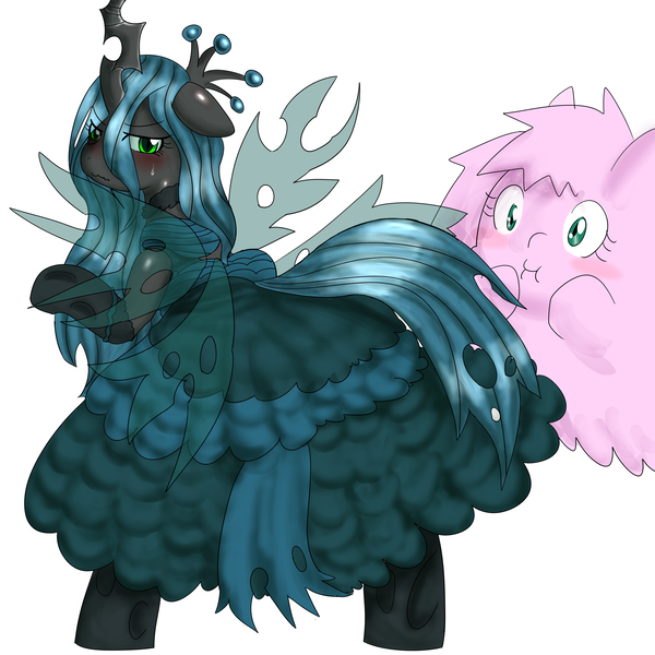 Size: 2000x2000 | Tagged: artist:wonton soup, clothes, derpibooru import, dress, oc, oc:fluffle puff, pixiv, queen chrysalis, safe