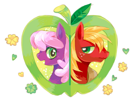 Size: 576x425 | Tagged: safe, artist:fuyuse leka, derpibooru import, big macintosh, cheerilee, earth pony, pony, cheerimac, male, pixiv, shipping, stallion, straight