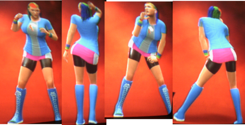 Size: 1361x698 | Tagged: safe, derpibooru import, screencap, rainbow dash, equestria girls, barely pony related, character creation, clothes, compression shorts, create-a-wrestler, photo, pose, skirt, solo, video game, wwe, wwe 2k14