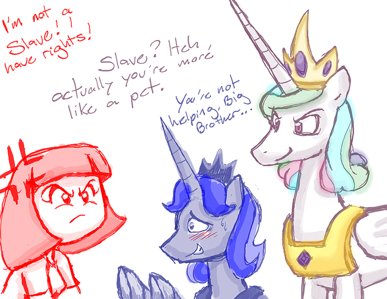 Size: 825x638 | Tagged: artist:redanon, comic, derpibooru import, femanon in malequestria, human, king solaris, oc, oc:anon, oc:femanon, prince artemis, prince solaris, princess celestia, princess luna, rule 63, safe