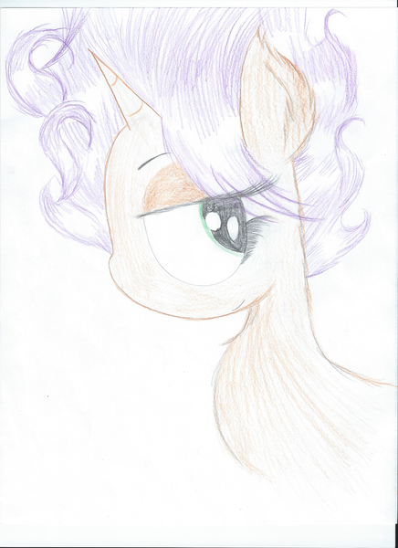 Size: 1700x2338 | Tagged: safe, artist:macroscopicponies, derpibooru import, oc, oc:pumpkin spice, unofficial characters only, bedroom eyes, scanned, solo, traditional art