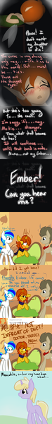 Size: 565x4560 | Tagged: artist:lilliesinthegarden, ask emberbell, blanket, comic, couch, derpibooru import, dialogue, dinky hooves, doctor whooves, fairy, flashback, oc, oc:duet, oc:emberbell, semi-grimdark, species swap, sweat, time turner, tumblr