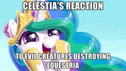 Size: 1280x720 | Tagged: artist:kp-shadowsquirrel, derpibooru import, evil, image macro, meme, princess celestia, safe, solo, tyrant celestia