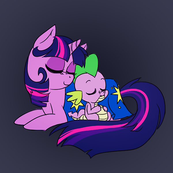 Size: 600x600 | Tagged: artist:voiceless, derpibooru import, safe, sleeping, spike, twilight sparkle