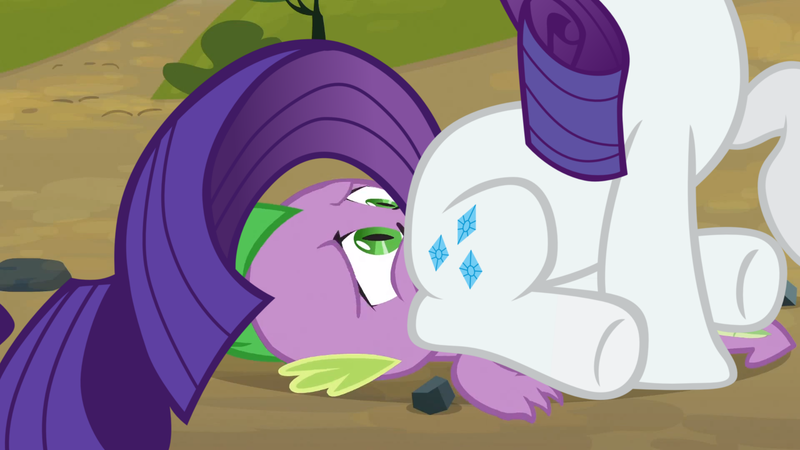 Size: 1280x720 | Tagged: questionable, derpibooru import, edit, edited screencap, screencap, rarity, spike, facesitting, facesitting on spike, female, male, shipping, show accurate, show accurate porn, sparity, straight