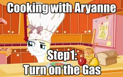 Size: 800x500 | Tagged: safe, artist:aryannehunter1337, derpibooru import, oc, oc:aryanne, unofficial characters only, pony, antisemitism, blonde, bread, caption, cooking, cooking with aryanne, dark comedy, drama, food, holocaust, holocaust joke, kitchen, nazi, smugdash, solo, we are going to heil, we are going to hell