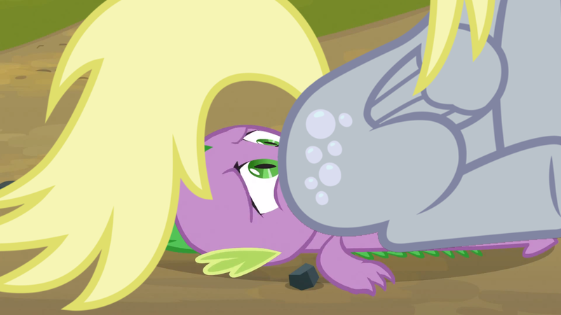 Size: 1280x720 | Tagged: questionable, derpibooru import, edit, edited screencap, screencap, derpy hooves, spike, pegasus, pony, derp, derpyspike, facesitting, facesitting on spike, female, mare, show accurate, show accurate porn