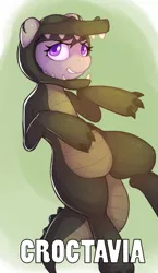 Size: 300x518 | Tagged: safe, artist:drbdnv, derpibooru import, octavia melody, crocodile, earth pony, pony, animal costume, clothes, female, looking at you, mare, smiling, solo