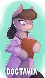 Size: 300x518 | Tagged: safe, artist:drbdnv, derpibooru import, octavia melody, earth pony, pony, clipboard, clothes, doctor, female, glasses, lab coat, mare, solo, stethoscope