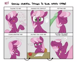 Size: 1600x1300 | Tagged: safe, artist:adequality, artist:jessy, derpibooru import, cheerilee, earth pony, pony, :o, apple, bedroom eyes, blushing, chart, comic, cute, desk, disembodied hand, doing loving things, ear scratch, eyes closed, faint, female, heart, laughing, looking at you, mare, meme, open mouth, petting, question mark, raised eyebrow, raised hoof, school, smiling, speech bubble, swoon, underhoof