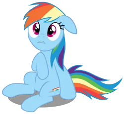 Size: 6500x6000 | Tagged: safe, artist:caliazian, derpibooru import, rainbow dash, the mysterious mare do well, absurd resolution, cute, dashabetes, floppy ears, frown, simple background, sitting, solo, transparent background, vector