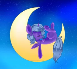 Size: 942x848 | Tagged: artist:rue-willings, crescent moon, derpibooru import, filly, moon, princess luna, safe, sleeping, solo, tangible heavenly object, transparent moon, woona