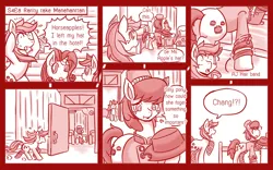 Size: 800x499 | Tagged: alternate universe, applechang, applejack, artist:vavacung, change bond, changeling, comic, comic:when villain win, derpibooru import, hotel room, loose hair, oc, oc:chang, safe