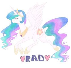 Size: 1700x1615 | Tagged: artist:asp3ll, crown, derpibooru import, eyes closed, female, heart, hoof shoes, jewelry, mare, princess celestia, rad, regalia, safe, simple background, solo, transparent background, wings