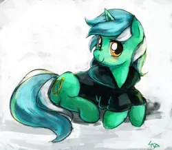 Size: 1200x1048 | Tagged: safe, artist:paradoxbroken, derpibooru import, lyra heartstrings, pony, unicorn, fanfic:background pony, clothes, cute, emo lyra, female, image, jpeg, mare, ponies wearing black, smiling, solo