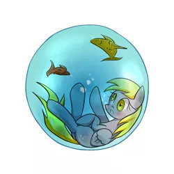 Size: 1500x1500 | Tagged: safe, artist:joycall6, derpibooru import, derpy hooves, fish, pegasus, pony, bubble, female, mare, solo, surreal, underwater, water