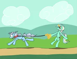 Size: 1111x846 | Tagged: safe, artist:maximilian-mcmonkey, derpibooru import, screw loose, earth pony, pony, unicorn, bipedal, duo, duo female, female