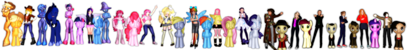 Size: 3221x403 | Tagged: 3d, alicorn humanization, amethyst star, amy pond, animal ears, anthro, anthro ponidox, applejack, barbie doll anatomy, derpibooru import, derpy hooves, doctor who, doctor whooves, eleventh doctor, fluttershy, fourth doctor, fourth doctor's scarf, horned humanization, human, human anthrodox, humanized, human ponidox, mane six, mmd, ninth doctor, pinkie pie, princess luna, rainbow dash, rarity, roseluck, rose tyler, safe, tenth doctor, time turner, triple ponidox, trixie, twilight sparkle, twilight sparkle (alicorn), winged humanization