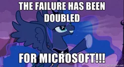 Size: 637x347 | Tagged: derpibooru import, e3, fail, failure, gamer luna, image macro, meme, microsoft, obligatory pony, princess luna, safe, solo