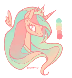 Size: 900x976 | Tagged: safe, artist:starrypon, derpibooru import, princess celestia, pony, color palette, female, head, limited palette, looking at you, mare, simple background, smiling, solo, transparent background