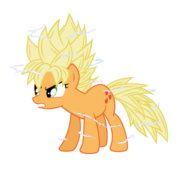 Size: 5000x5000 | Tagged: safe, artist:jordanb22, derpibooru import, applejack, absurd resolution, aura, dragon ball z, electricity, frown, glare, gritted teeth, simple background, solo, super saiyan 2, transparent background, vector