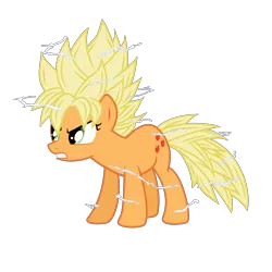 Size: 5000x5000 | Tagged: safe, artist:jordanb22, derpibooru import, applejack, absurd resolution, aura, dragon ball z, electricity, frown, glare, gritted teeth, simple background, solo, super saiyan 2, transparent background, vector