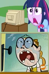 Size: 924x1398 | Tagged: safe, derpibooru import, twilight sparkle, equestria girls, bessie higgenbottom, exploitable meme, meme, obligatory pony, ocular gushers, the mighty b, tv meme